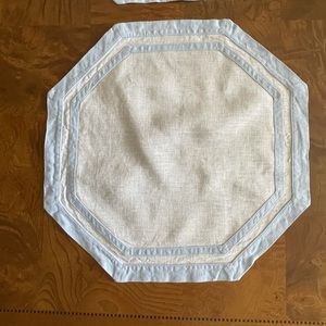 Matouk Placemats - 4 pack, white with blue trim